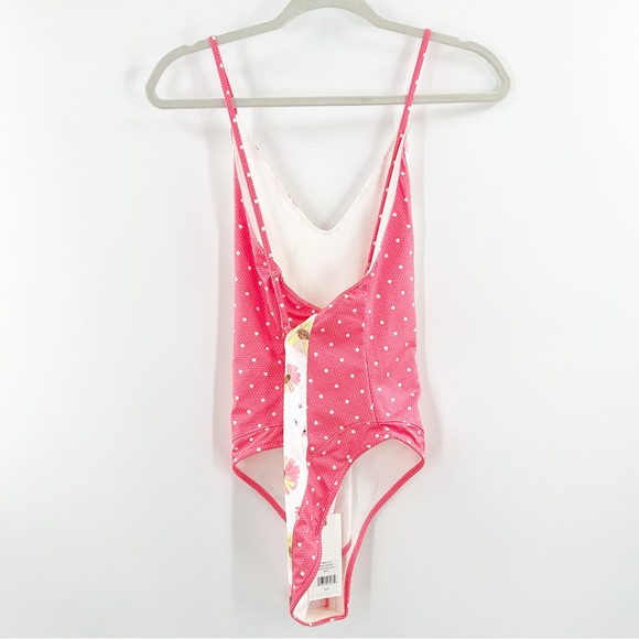 LoveShackFancy NWT Shailee One Piece Swimsuit in Bright Peony Multi size Large - Picture 5 of 10
